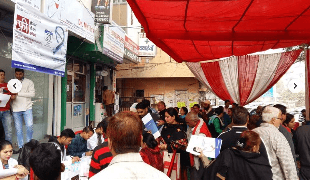 Free health checkup camp with patients at the clinic
